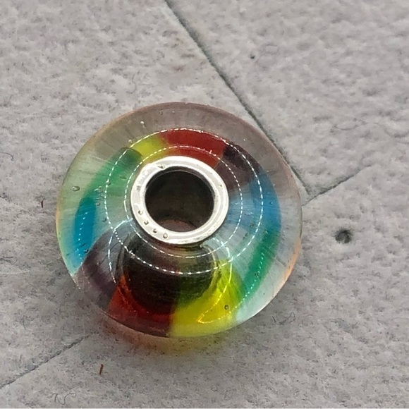 TROLLBEADS Sterling Silver Rainbow Murano Glass Charm Retired 925 LAA - Picture 3 of 3